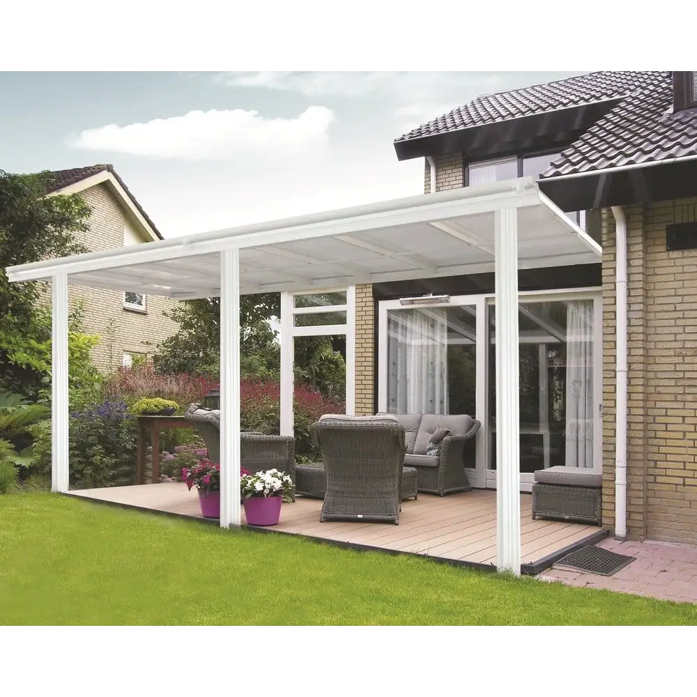 10ft x 10ft White Veranda Garden Canopy – All-Weather Aluminium Patio Shelter - Gazebo