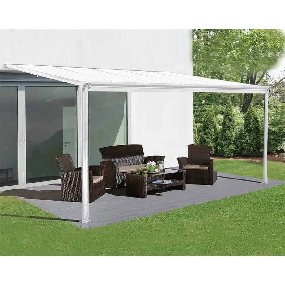 10ft x 10ft White Veranda Garden Canopy – All-Weather Aluminium Patio Shelter - Gazebo