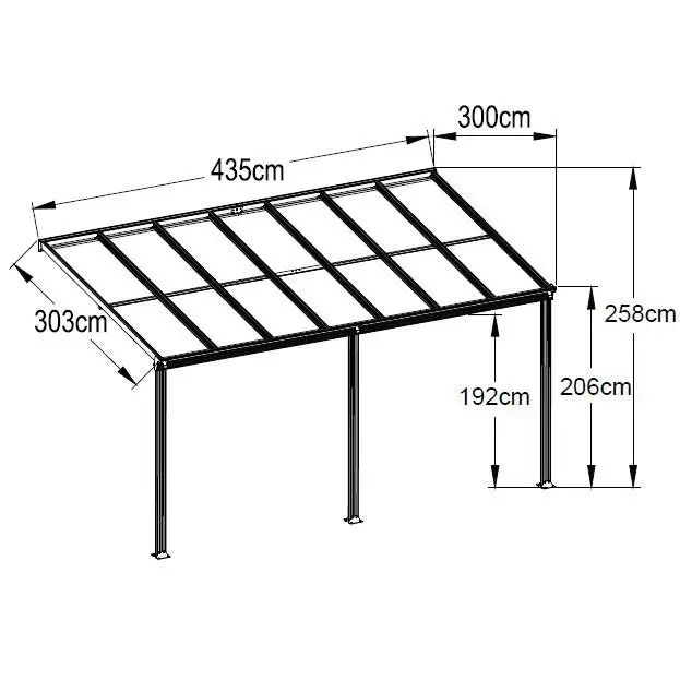 14ft x 10ft Anthracite Garden Veranda Canopy for Patios or Carports - Gazebo