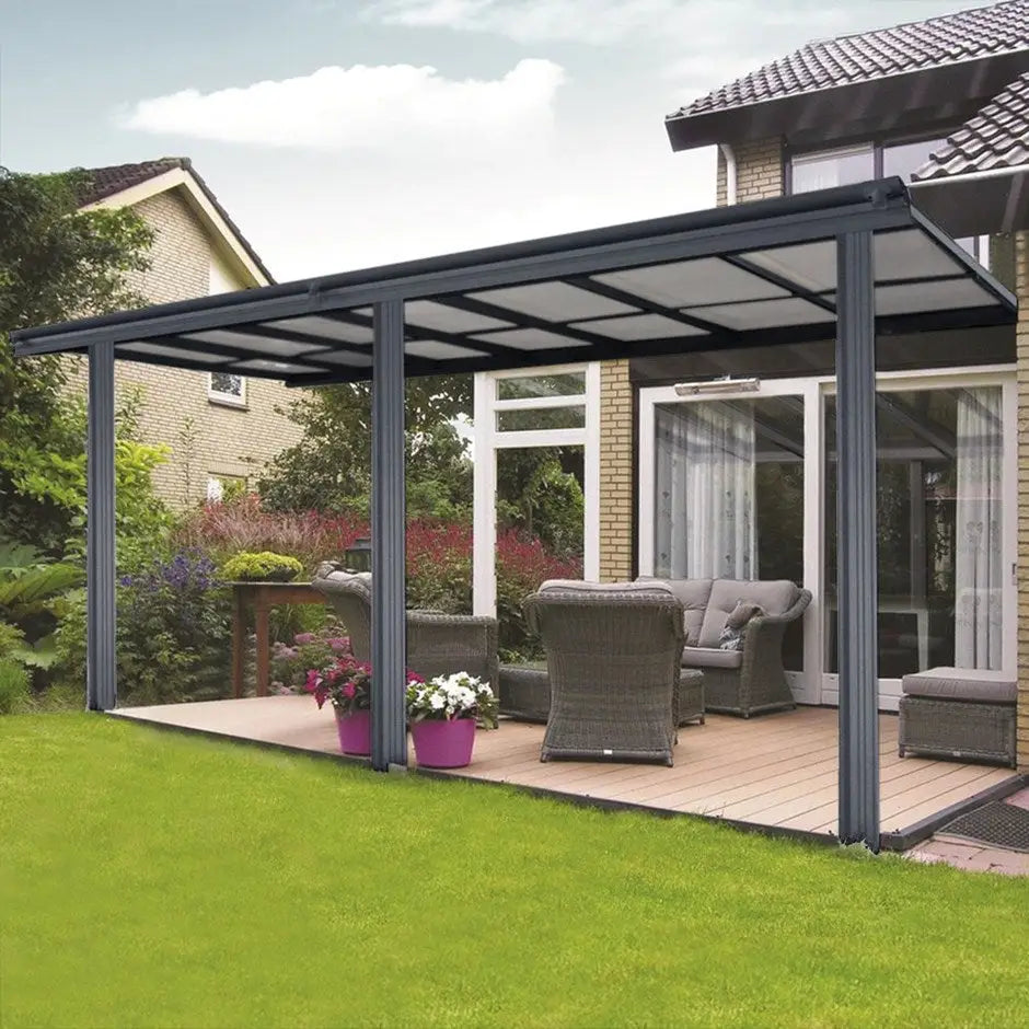 14ft x 10ft Anthracite Garden Veranda Canopy for Patios or Carports - Gazebo