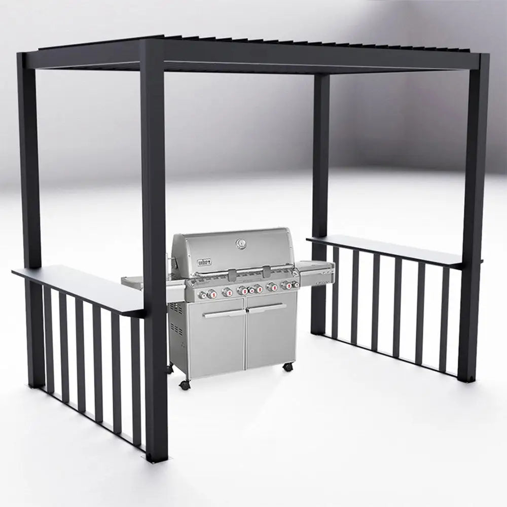 2.5m x 1.5m Deluxe BBQ Pergola with Louvered Shutter Roof - Pergola