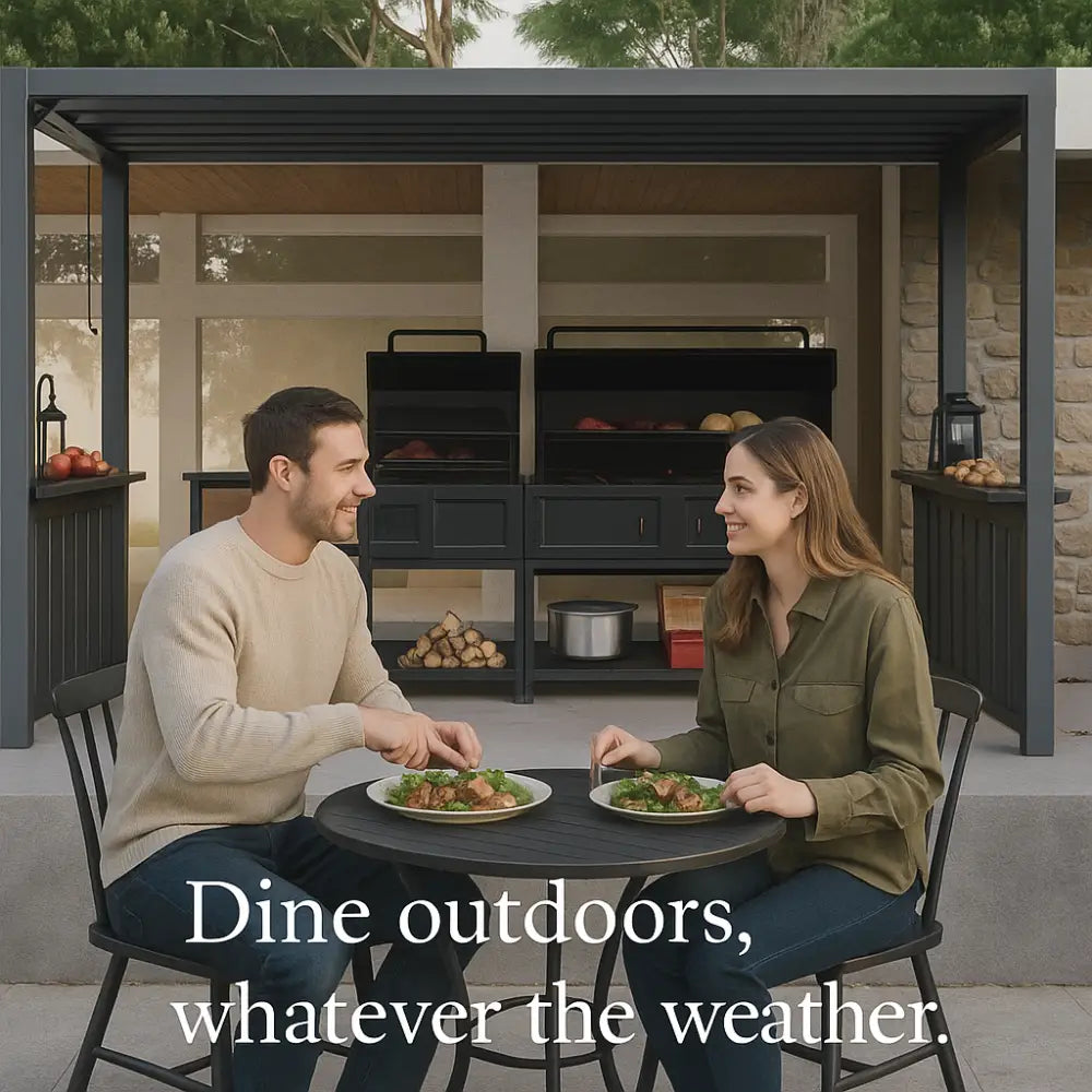 2.5m x 1.5m Deluxe BBQ Pergola with Louvered Shutter Roof - Pergola