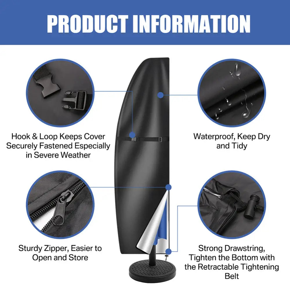 Large heavy duty garden parasol cover with zip 280cm uk. Product information black cover with luxury features