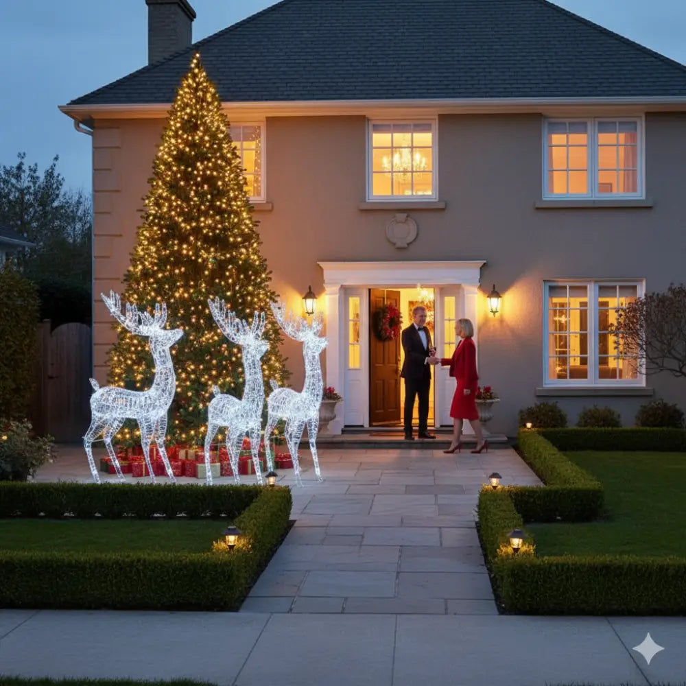 3 Weather-Resistant Reindeer with 250 LED Lights Each & USB Power Indoor & Sheltered OutdoorExtra Large Luxury
