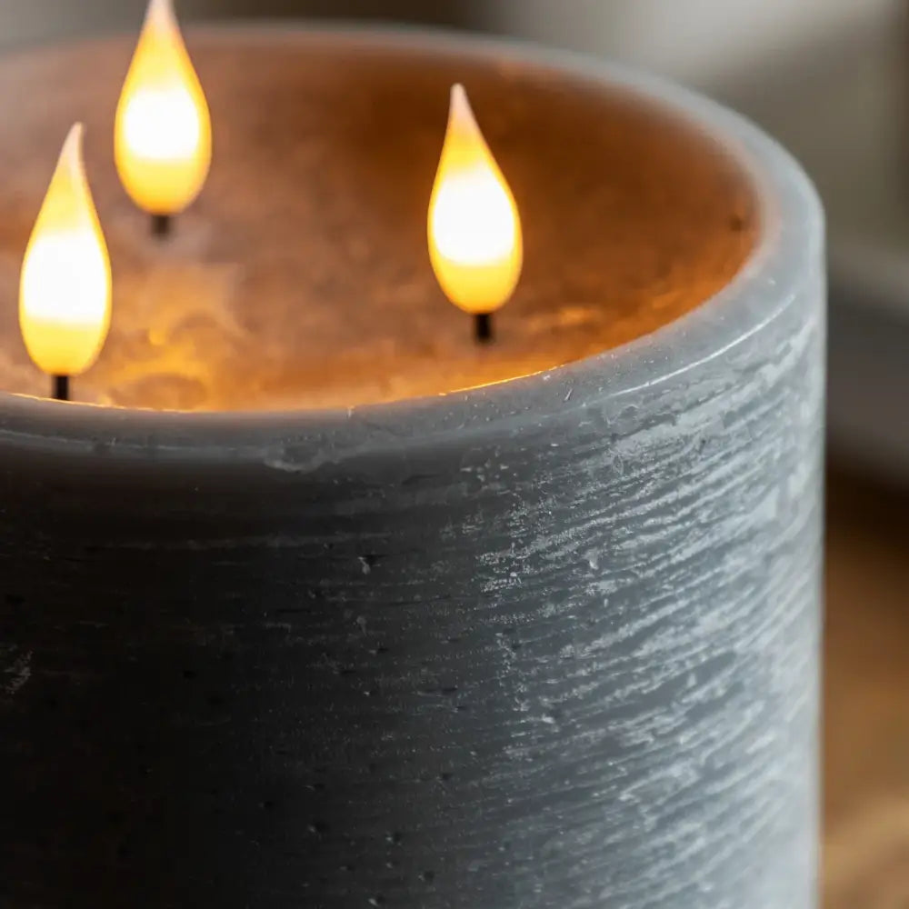 3 Wick LED Candle – Rustic Wax Effect with Remote Control - Candle