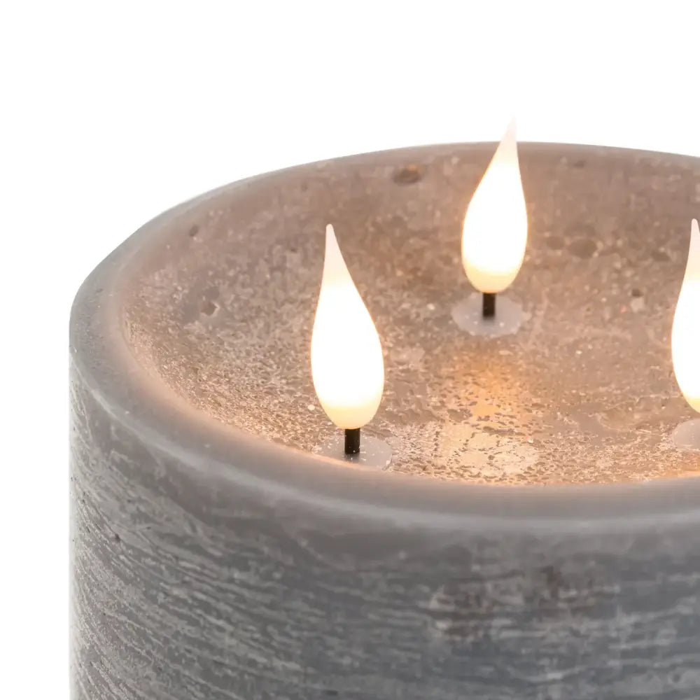 3 Wick LED Candle – Rustic Wax Effect with Remote Control - Candle