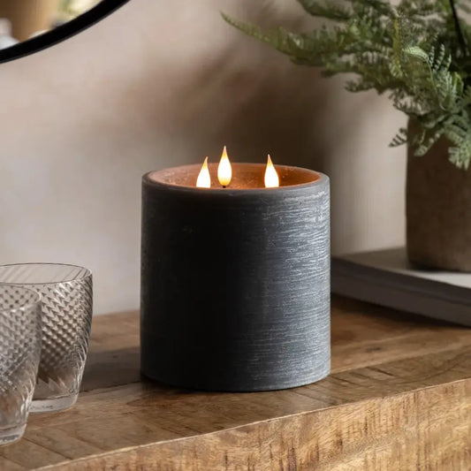 3 Wick LED Candle – Rustic Wax Effect with Remote Control - Candle