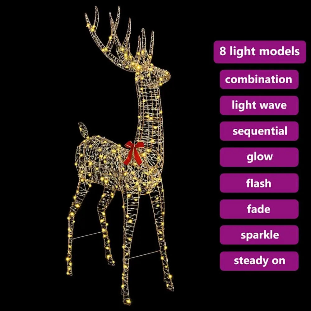 3D Reindeer with 250 LEDs Warm white 180 cm PET - Seasonal & Holiday Decorations