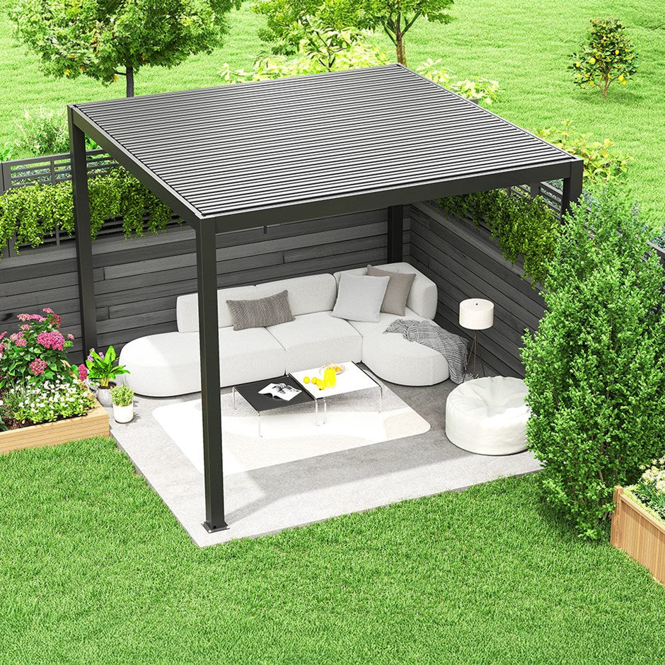 3m x 3m aluminium pergola. Outdoor patio with pergola with roof