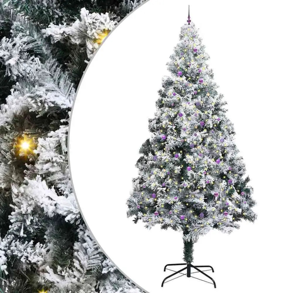 400cm Flocked Green Pre-Lit Christmas Tree – Refined Grandeur for Majestic Spaces - Seasonal & Holiday Decorations
