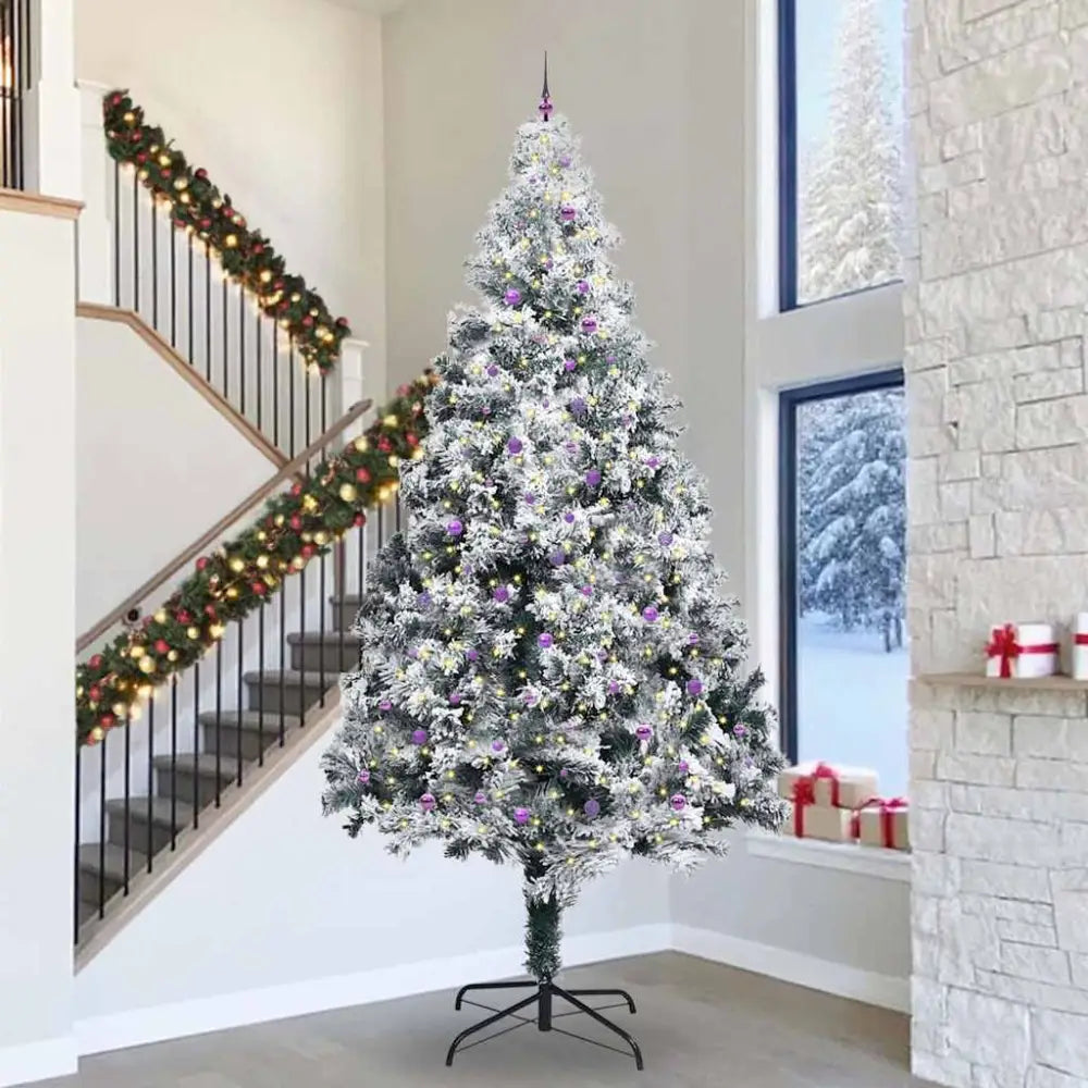 400cm Flocked Green Pre-Lit Christmas Tree – Refined Grandeur for Majestic Spaces - Seasonal & Holiday Decorations