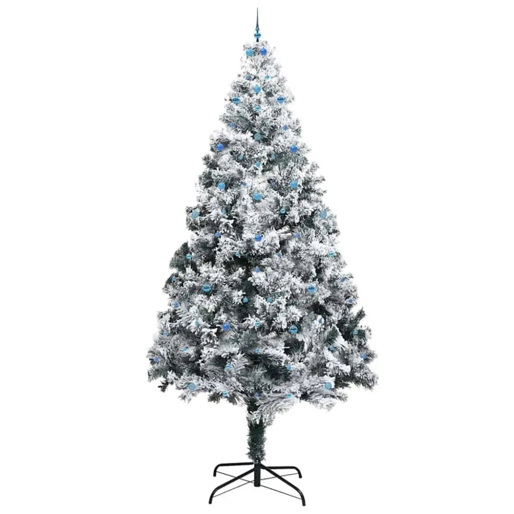 400cm Modern Flocked Pre-Lit Christmas Tree – Majestic USB-Powered Elegance - Seasonal & Holiday Decorations