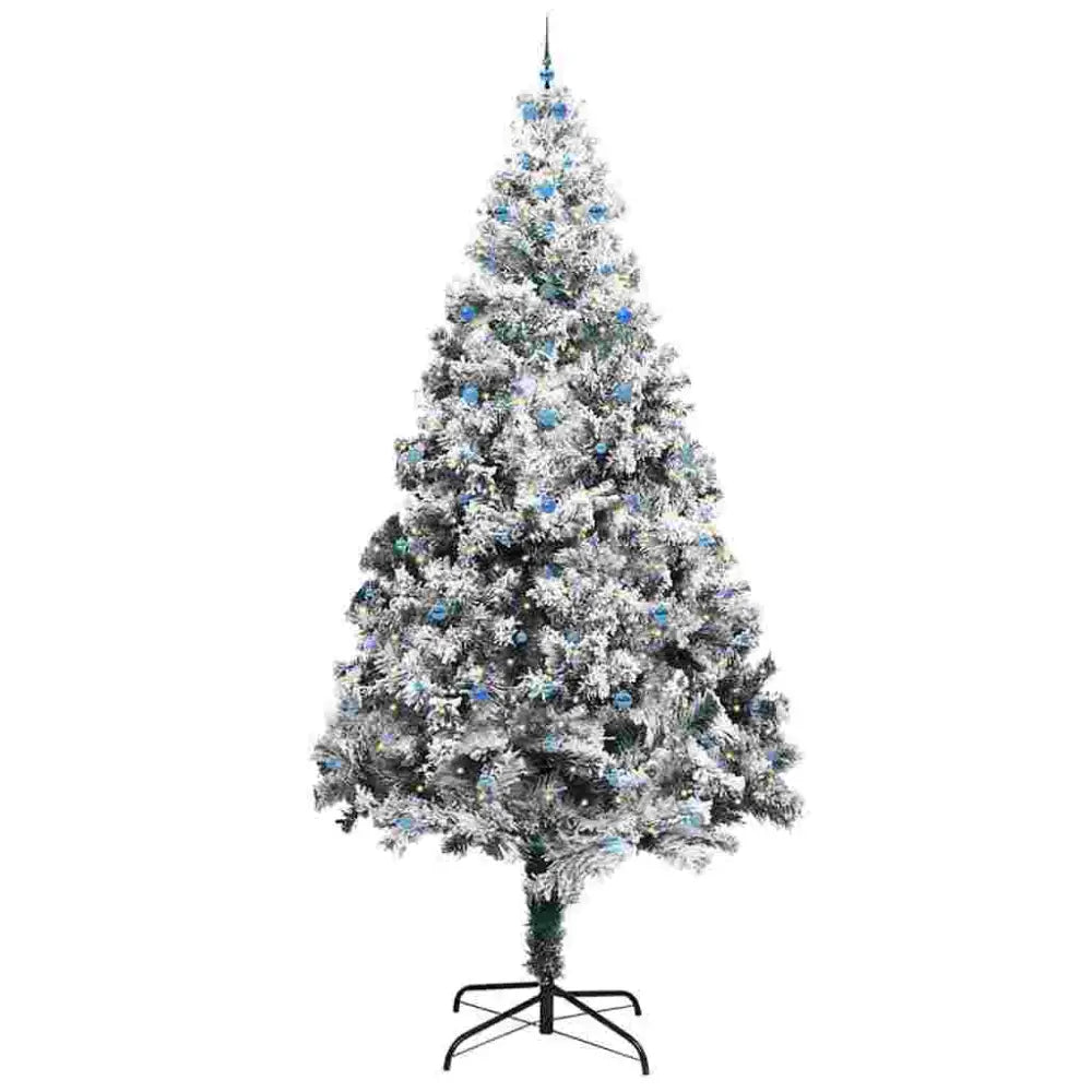 400cm Modern Flocked Pre-Lit Christmas Tree – Majestic USB-Powered Elegance - Seasonal & Holiday Decorations