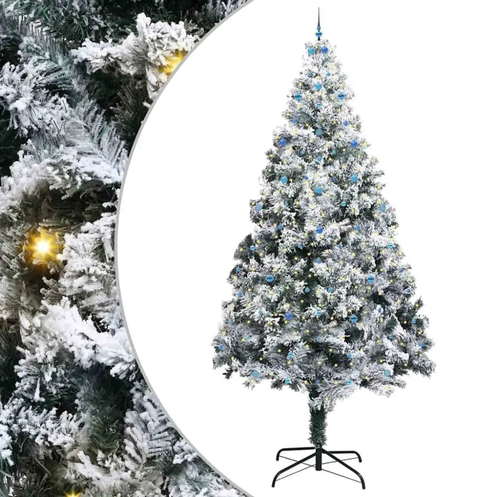 400cm Modern Flocked Pre-Lit Christmas Tree – Majestic USB-Powered Elegance - Seasonal & Holiday Decorations