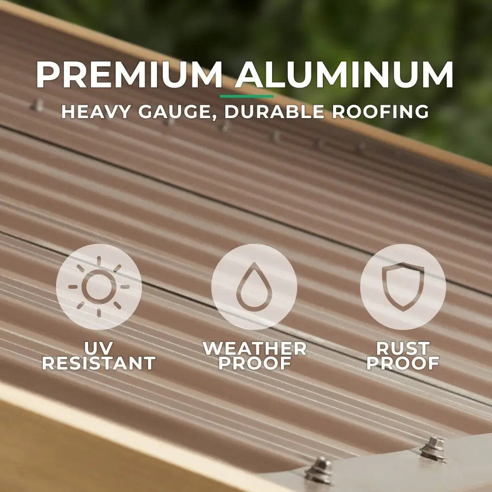 5.8ft x 8ft Cedar Grilling Pavilion with Aluminium Roof and Side Shelves - Garden BBQ Gazebo