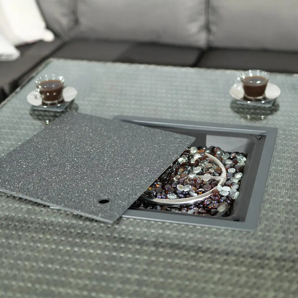 7-Seater Garden Corner Dining Set with Fire Pit Table – Modular Rattan Design - Garden Furniture Sets