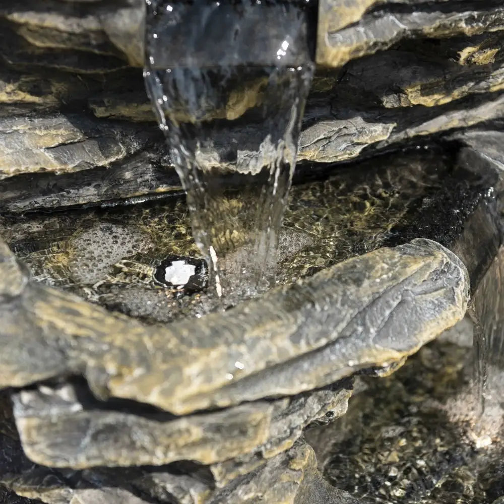 8-Tier Rock Cascade Water Feature with Halogen Lights – Indoor & Outdoor - Fountains