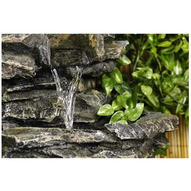 8-Tier Rock Cascade Water Feature with Halogen Lights – Indoor & Outdoor - Fountains
