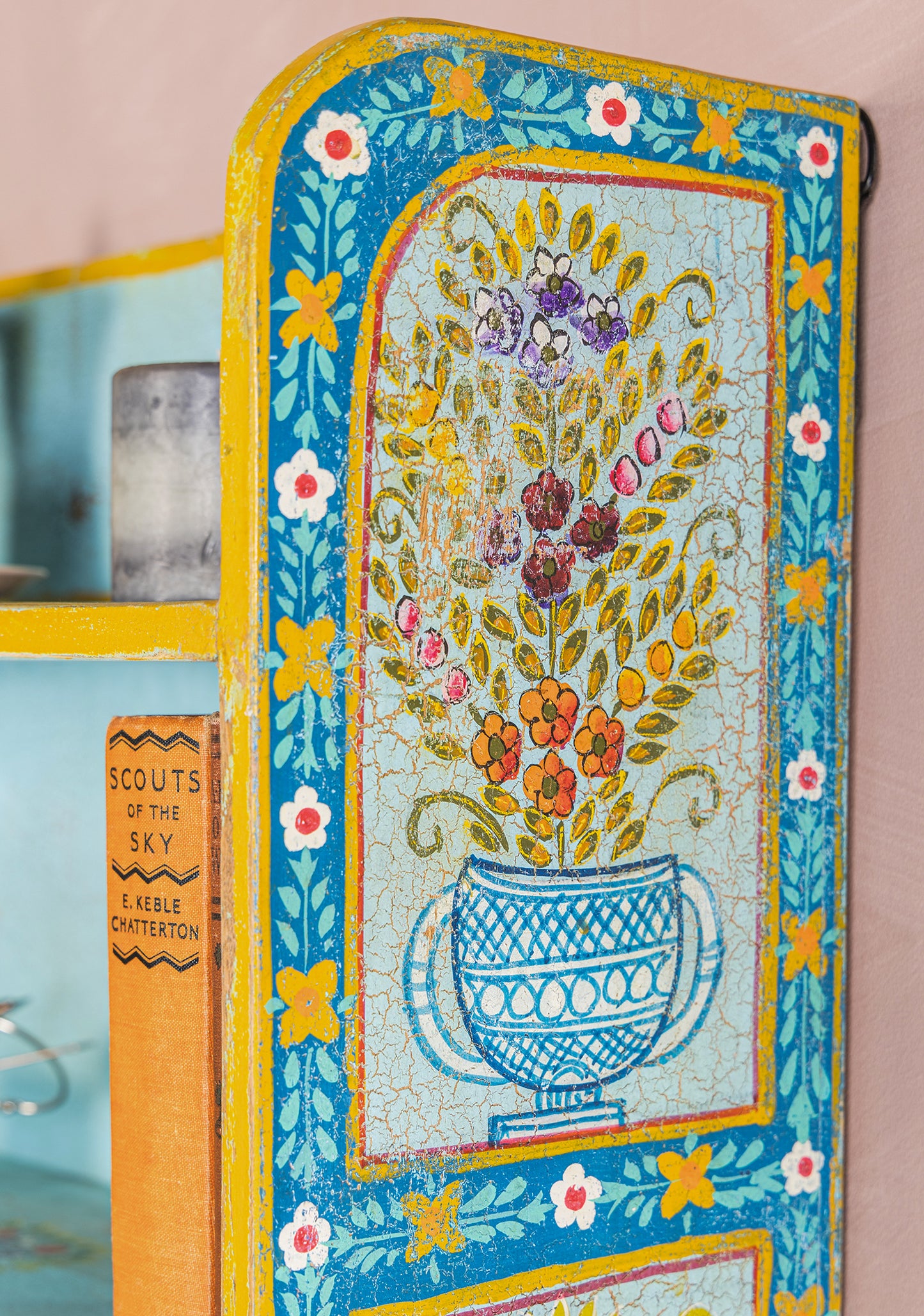 Painted Wall Shelf Unit Hand Painted