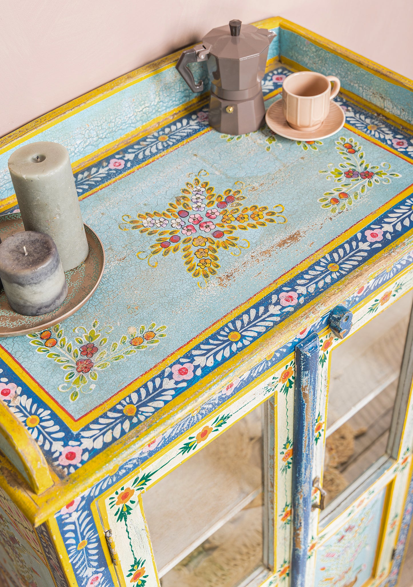 Glazed Cabinet Hand Painted