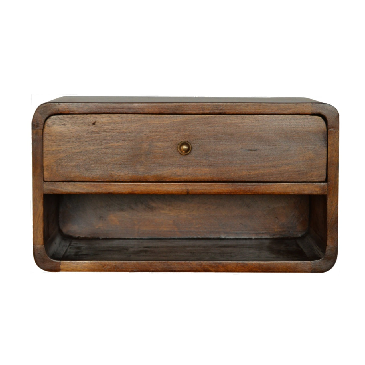 Floating bedside table set with drawer. Floating Wooden Bedside Table with a single knob 