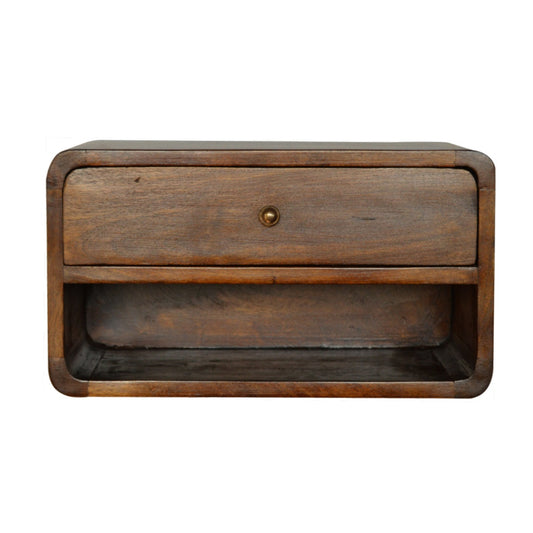 Floating bedside table set with drawer. Floating Wooden Bedside Table with a single knob 