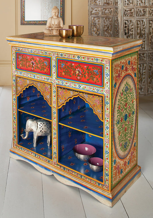 Hand-Painted Mango Wood Console & Bookcase