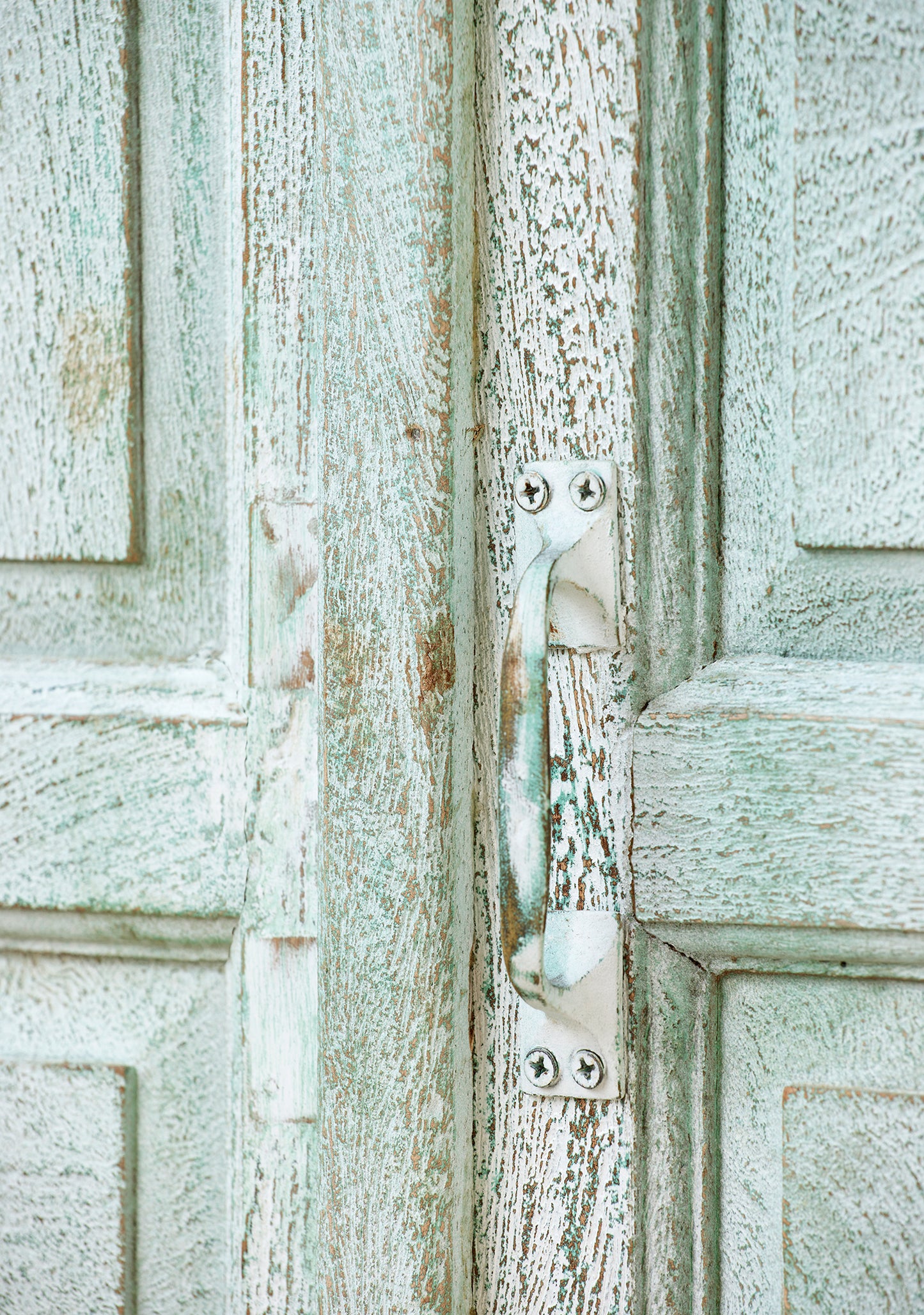 Vintage Sea Green Hand-Painted Mango Wood Cupboard