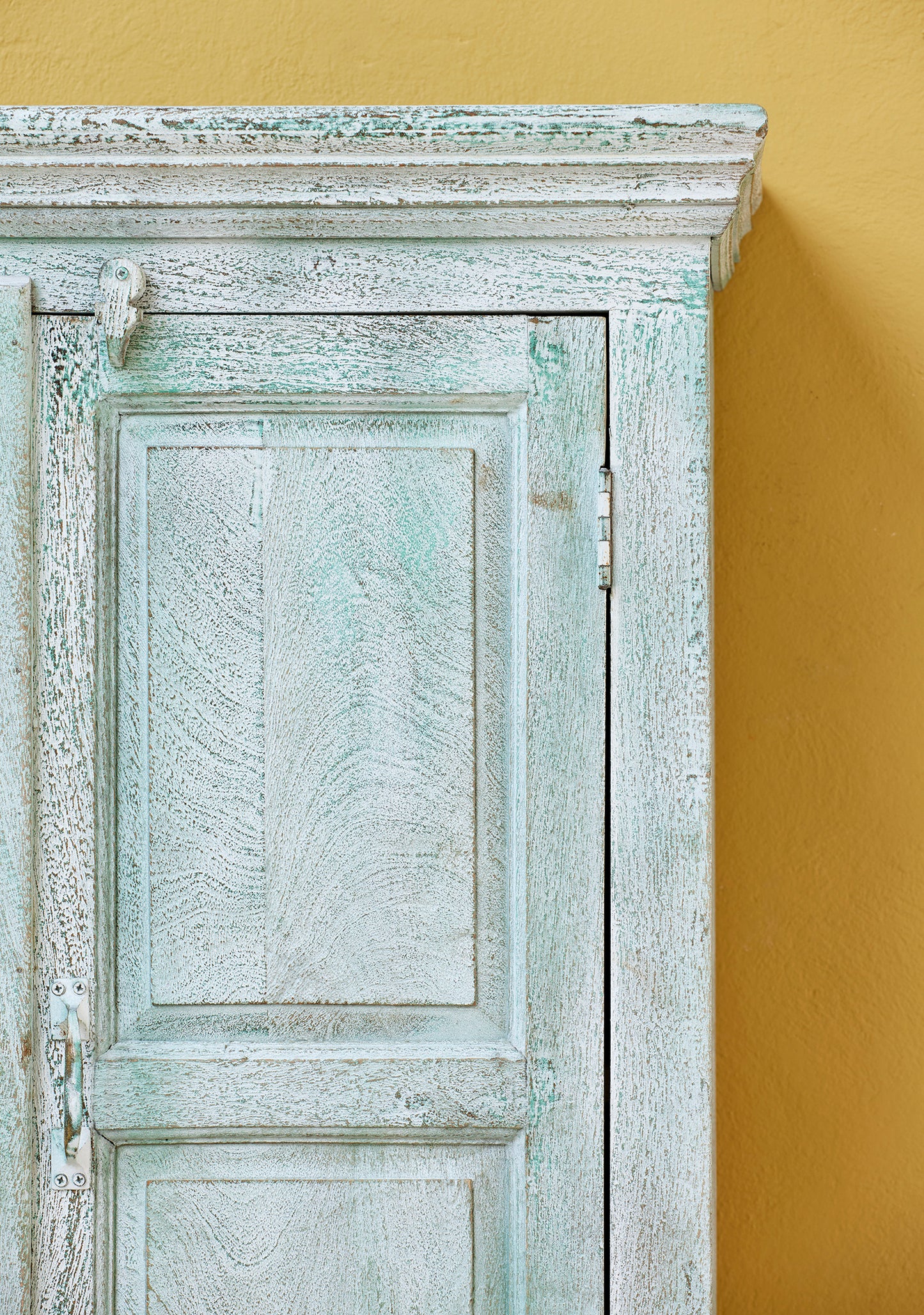 Vintage Sea Green Hand-Painted Mango Wood Cupboard