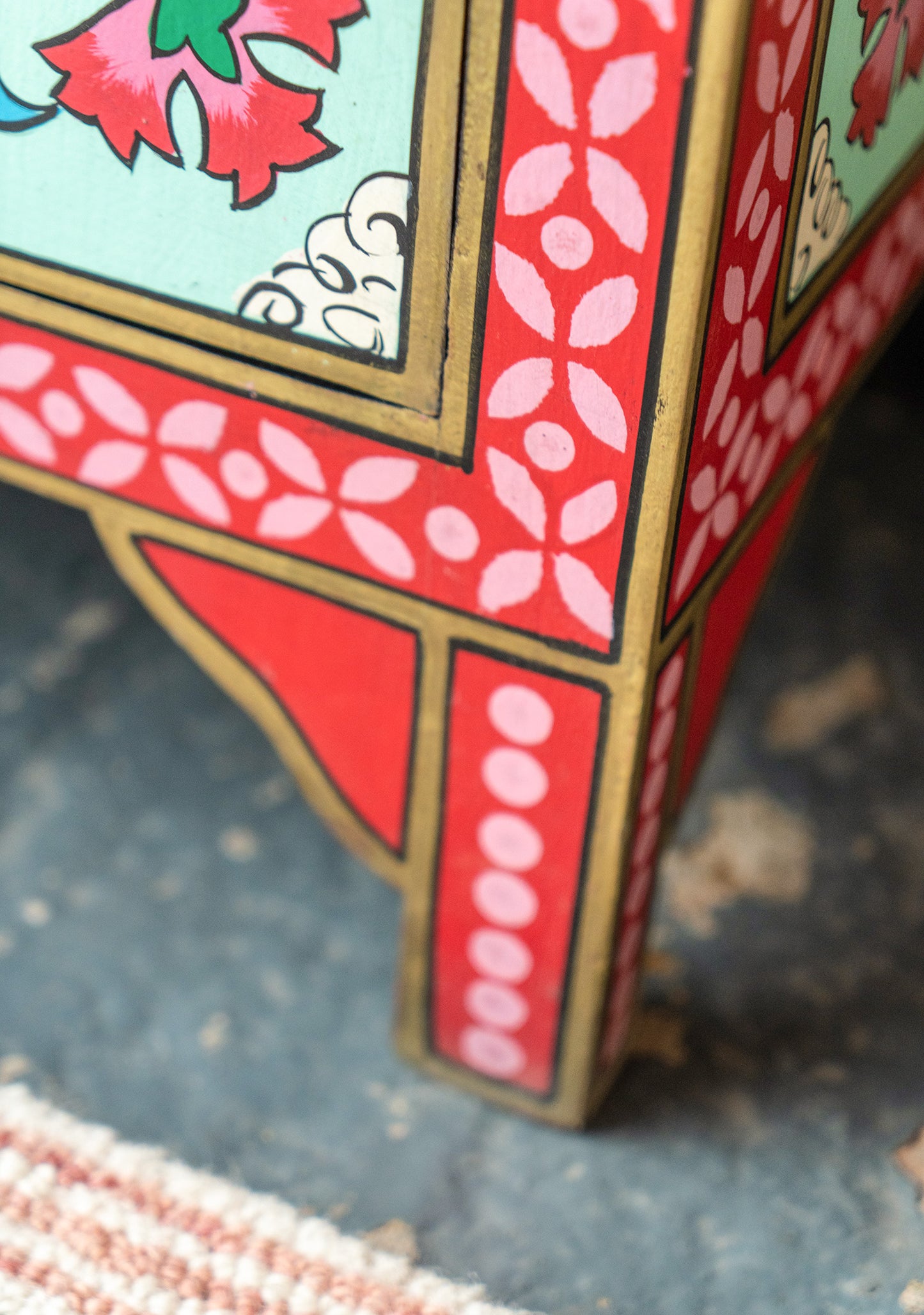 Hand-Painted Double Door Cupboard | Mulberry Rose Bouquet Design