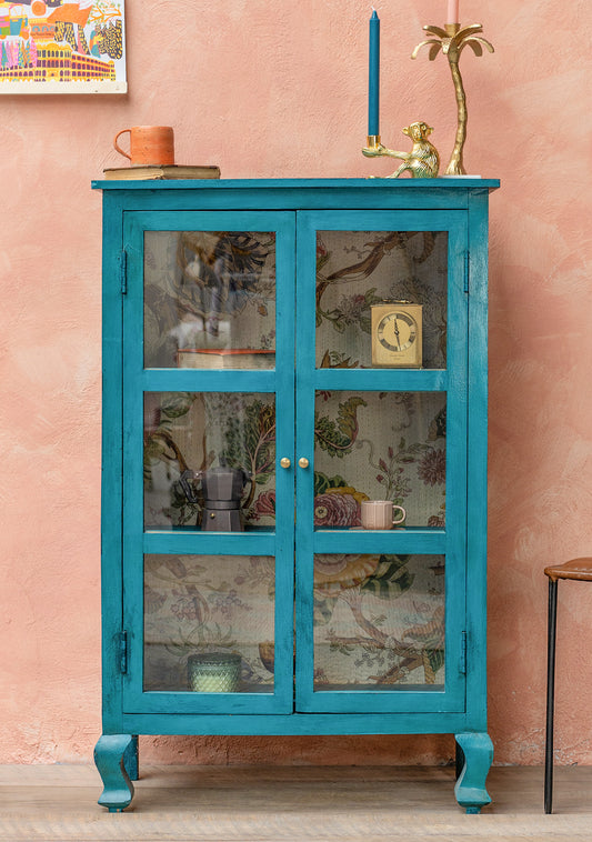Hand Painted Bookshelf/Cabinet, Turquoise