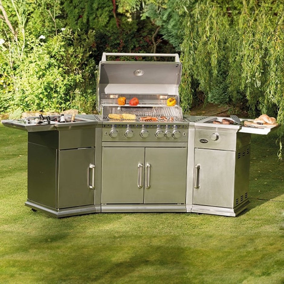 Premium 5-Burner Garden Gas BBQ with Ice Bucket and Storage
