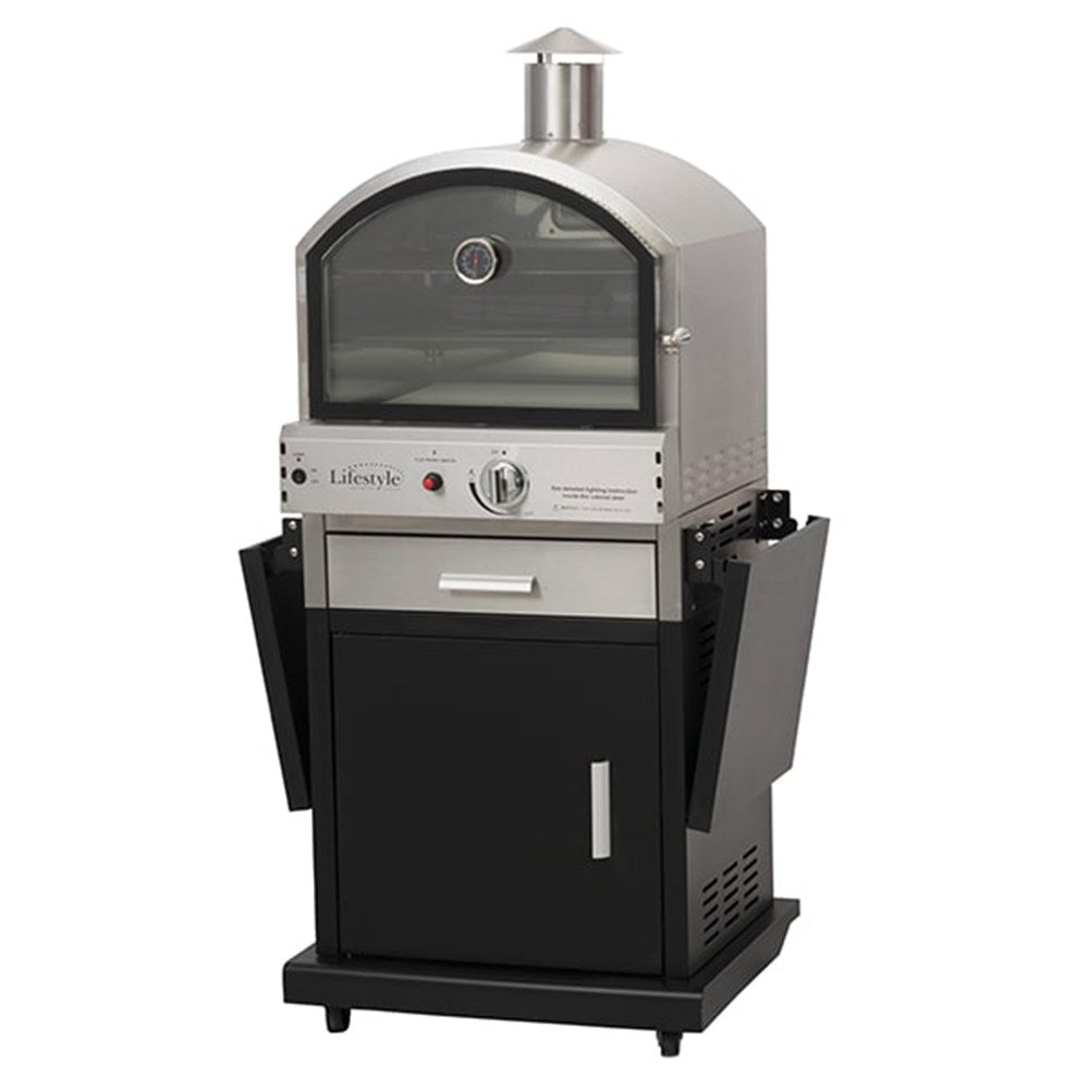 Gas Pizza Oven with Storage and Folding Shelves
