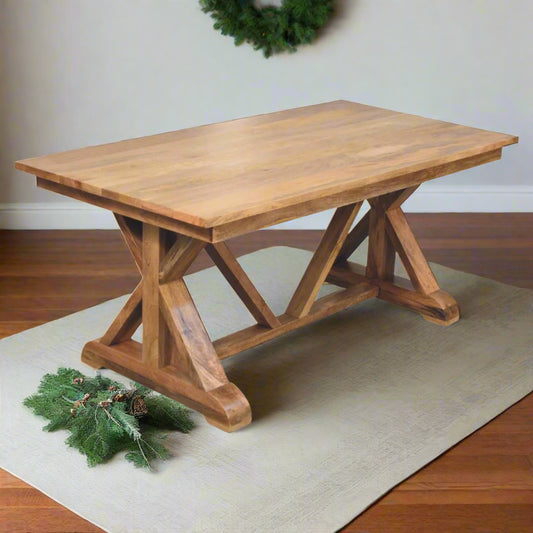 Large trestle dining table for 4. Trestle S Solid Wood Dining Table. Sustainable and eco conscious