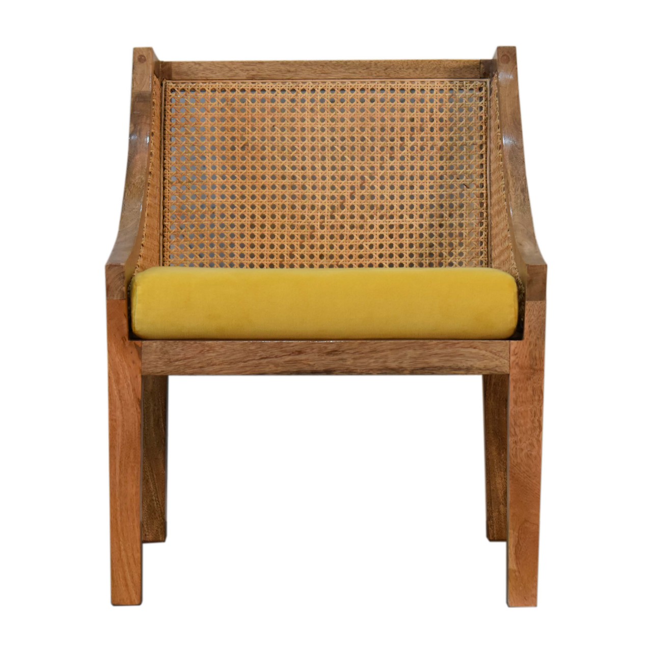 Rattan velvet chair with wicker backrest in various colours