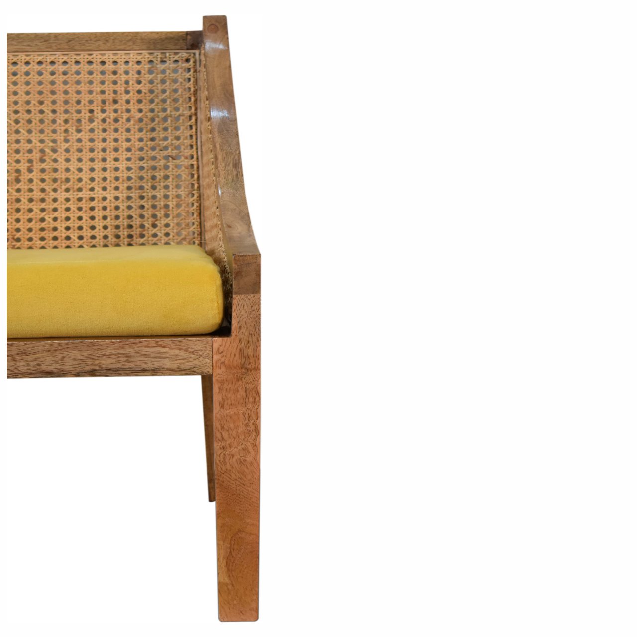 Rattan Chair with backrest and yellow cushion