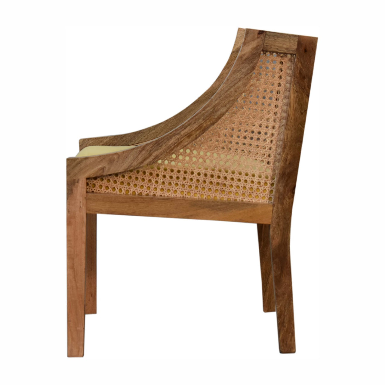 Rattan chair with woven backrest in sumptuous colours 
