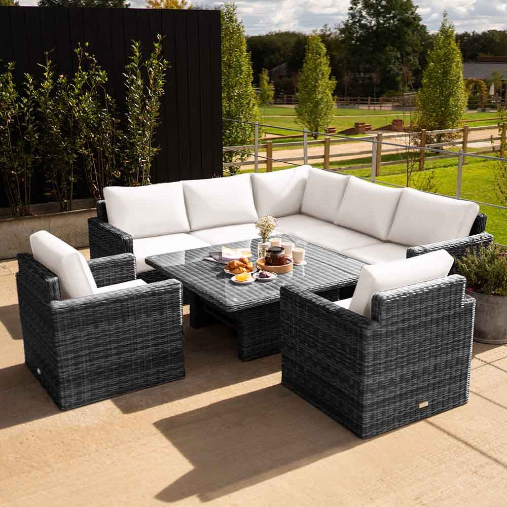 Luxury Rattan Corner Sofa Set With Square Table
