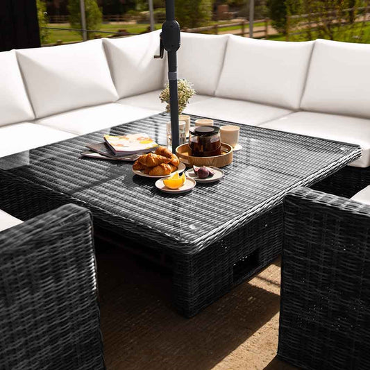 Luxury Rattan Corner Sofa Set With Square Table