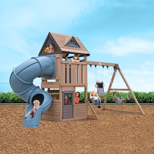 Premium Outdoor Climbing Frame with Turbo Tube Slide plus Clubhouse