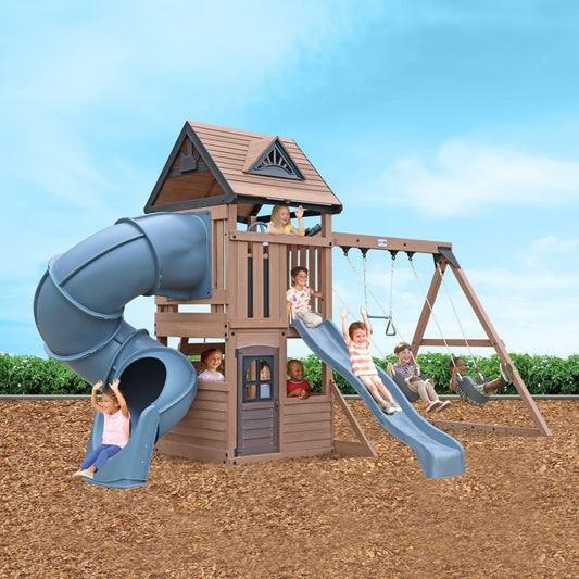 Dual Slide Climbing Frame – Premium Cedar Playset