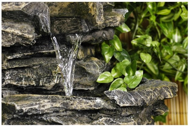 8-Tier Rock Cascade Water Feature with Halogen Lights – Indoor & Outdoor Use