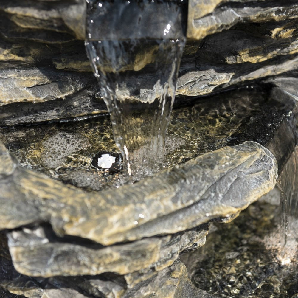 8-Tier Rock Cascade Water Feature with Halogen Lights – Indoor & Outdoor Use