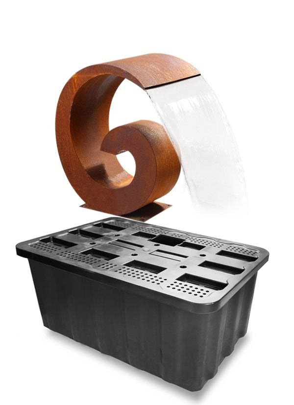 Corten Steel Water Feature with Stainless Steel Reservoir – Indoor & Outdoor H65cm