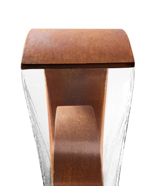 Corten Steel Water Feature with Stainless Steel Reservoir – Indoor & Outdoor H65cm
