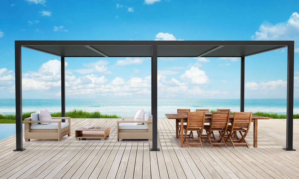 Set of 6 Charcoal Drop Side Screens for 6x3m Deluxe Pergola