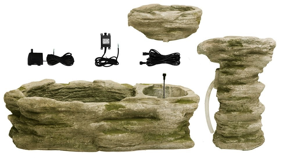 Large Cascading Water Feature for Garden, with power supply and cables 
