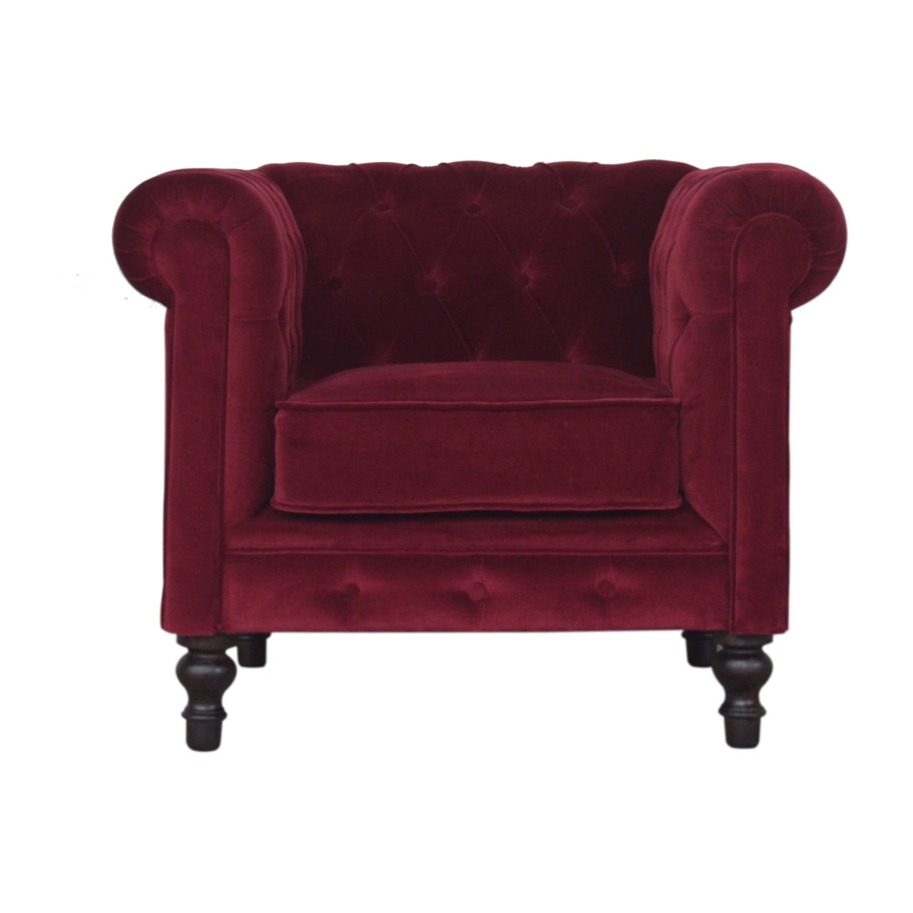 Red Chesterfield velvet chair 
