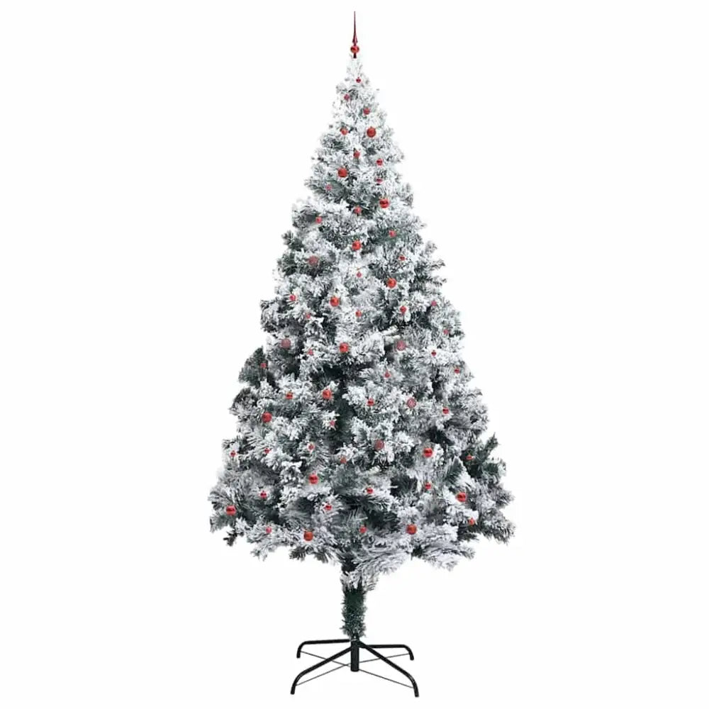 Artificial Pre-lit Christmas Tree With Decorations – 400cm Flocked Modern Centrepiece - Seasonal & Holiday Decorations
