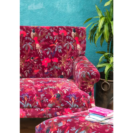 Bird Of Paradise Velvet 2 Seat Sofa - Maroon - Velvet Sofa 2 Seater